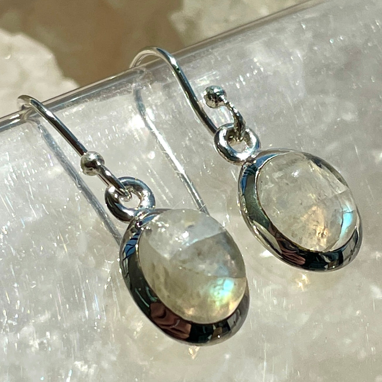 Rainbow Moonstone Earrings - H Rainbow Moonstone Earrings - H